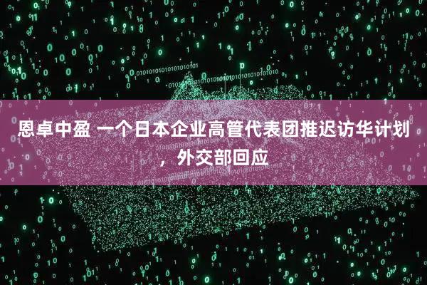 恩卓中盈 一个日本企业高管代表团推迟访华计划，外交部回应